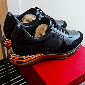 Salvatore Ferragamo Size 8 Black Calf/Suede